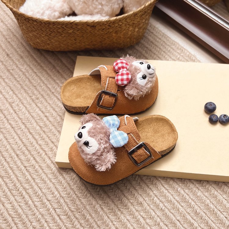 Kids' birkenstock-inspired slippers: new cute cartoon design, versatile style for spring/autumn 2025, perfect for little girls, closed-toe mules