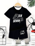 "stylish digital 67 print," perfect for summer wear, boys' outdoor sports t-shirt set