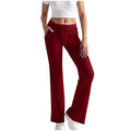 cross-border  women's solid color fashion drawstring wide-leg pants with slit hems and button detail - sporty casual trousers