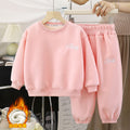 Spring autumkidssweatshirtsuitchildren's fashion sports two-piece set boys and girls winterfleece-linedk-style children's clothing