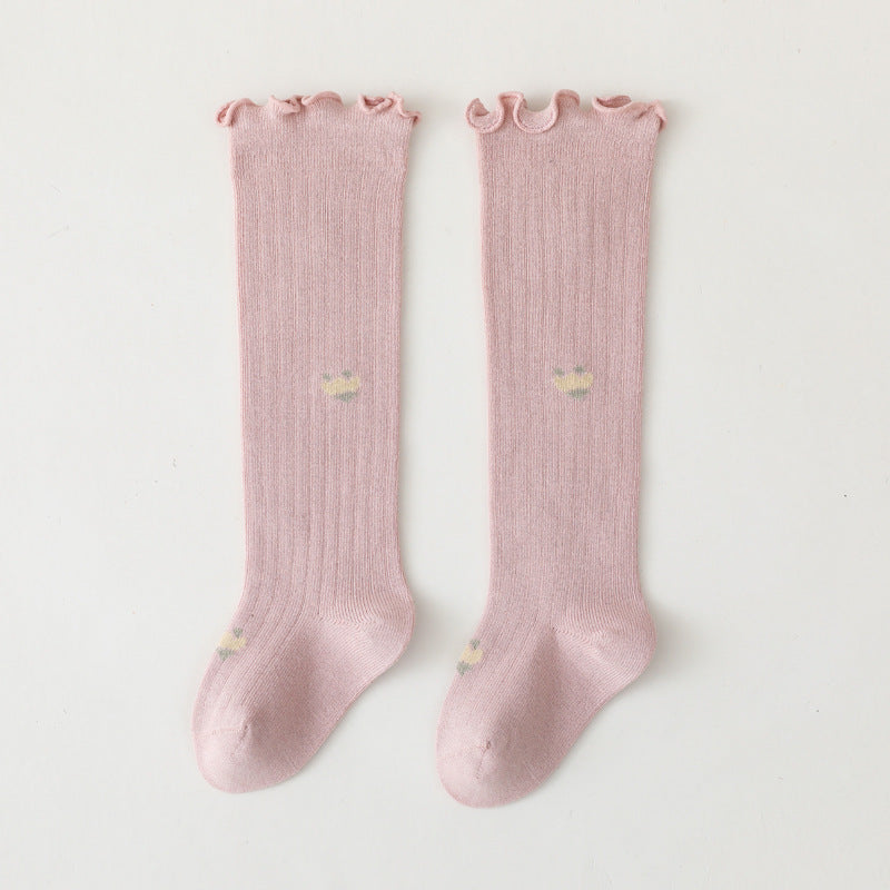 Babylon baby socks women's long tube baby kidskidskids high tube socks floral loose mouth newborn non-leg girl socks