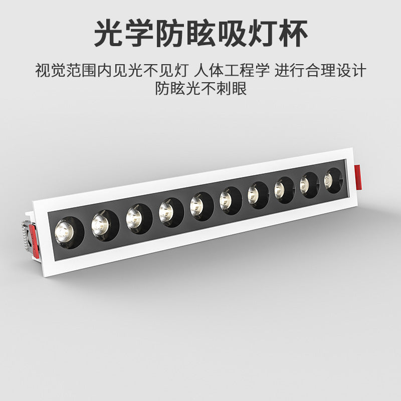 Embedded linear led recessed downlight - rectangular, anti-glare, ideal for living room lighting (no main light)
