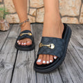 Plus sizethick sole metal chain beach slippers summernew arrivaloutwear cross-borderprinting slippers women's wholesale