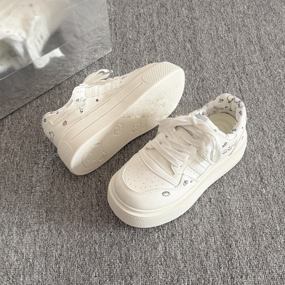Thick solewhite shoes women's 2026springnew arrival women's shoes easiest for match student casual sneakers petites heightened bread shoes