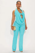 European and american summer new women's cross-border sexy metallic embellished off-the-shoulder bandeau halter top slim-fit pants set