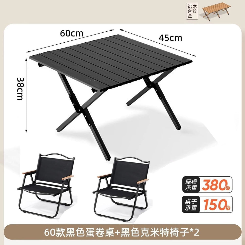 Outdoor folding table egg roll table and chair set portable table beach camping table and chair picnic dining table folding chair no