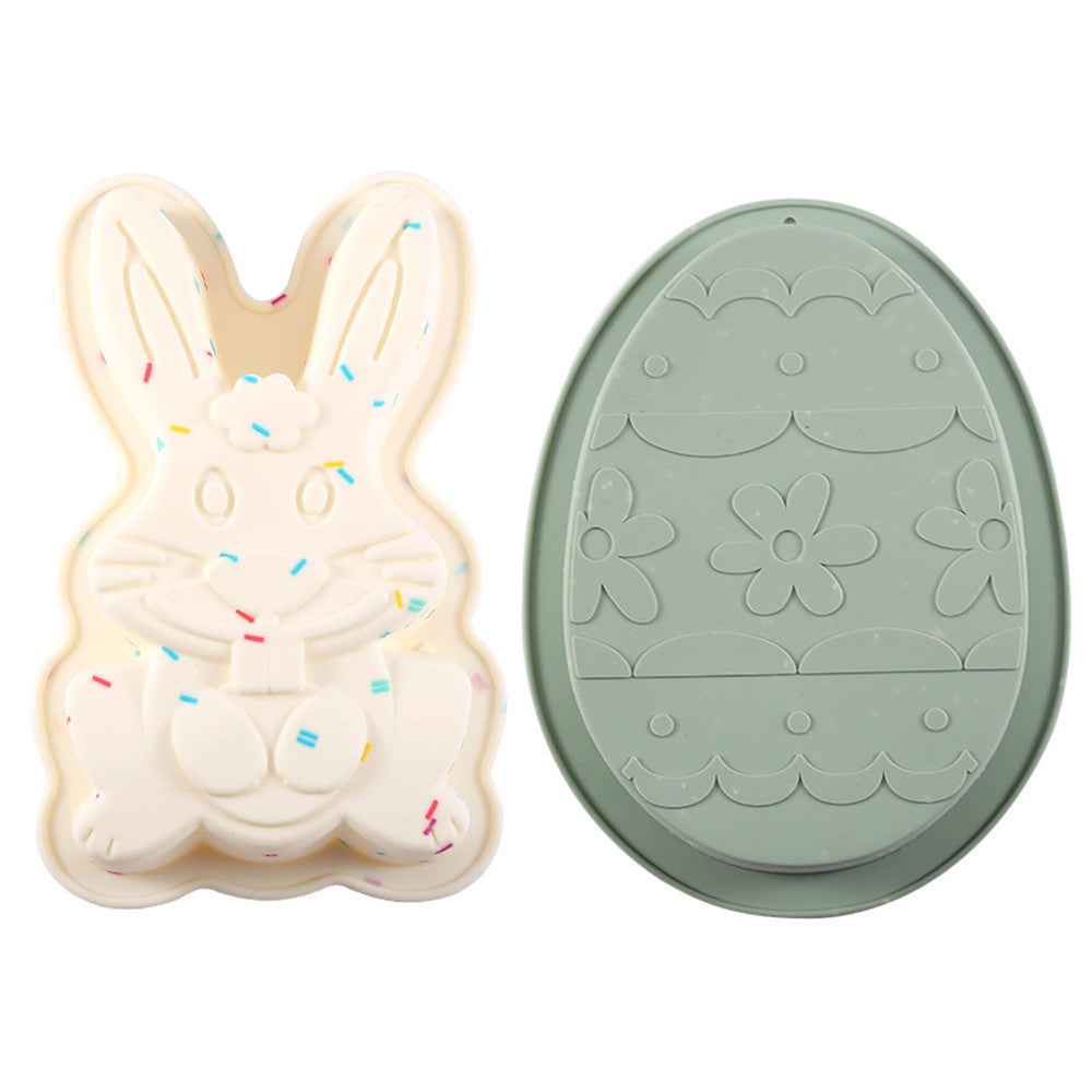 New in stock silicone cake mold easter dinosaur egg rabbit cake pan macaron color baking mold