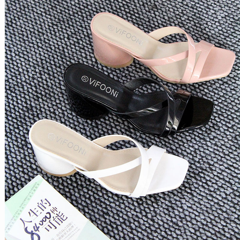Foreign trade Chaozhou women's shoes summer sandals high heels fashion versatile non-slip thick heels Ladies slippers