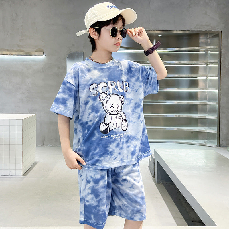 Boys' summer outfit set  new summer kids short-sleeve t-shirt tracksuit thin two-piece set children's clothing