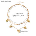 Wholesale alloy butterfly chunky chain pendant necklace - fashionable, unique, and stackable double-layer necklace for cross-border e-commerce on amazon (us & europe)