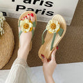 Sweet floral slides for women - summer beach sandals, korean style, trendy student design, non-slip fashion slippers, soft sole shoes