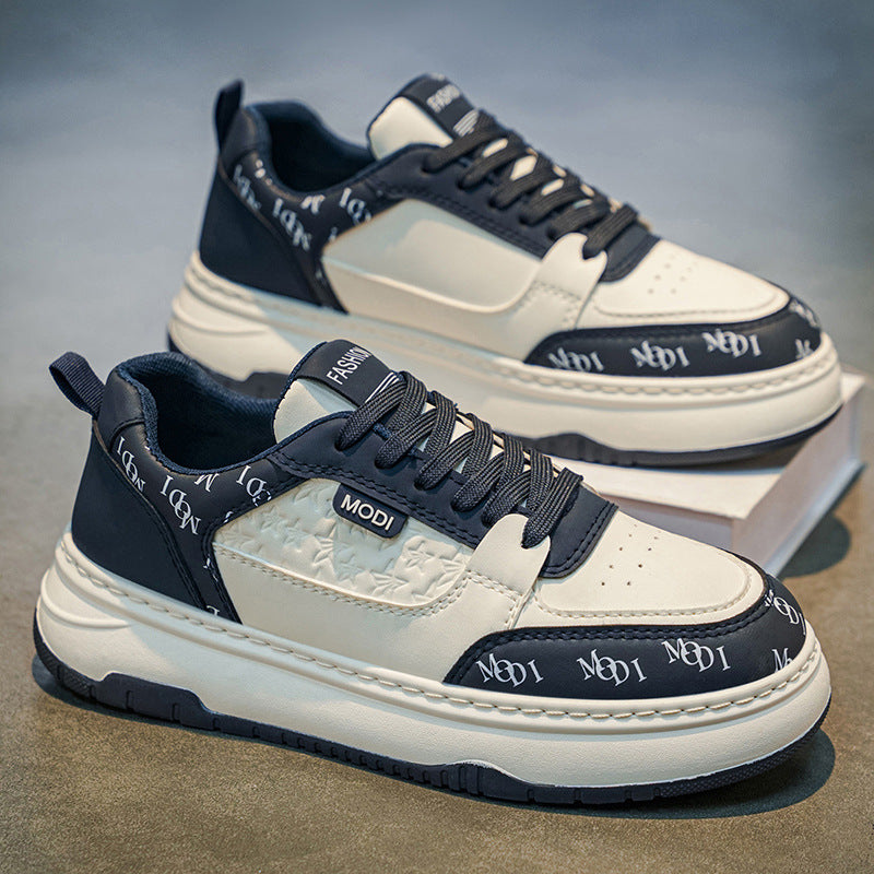 Men's shoes 2026 spring new breathable athletic casual sneakers men's shoes thick sole height increasing white student trendy shoes
