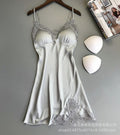 Women's sexy silk satin nightgown v-neck lace lingerie dress sleepwear s-xl