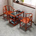 Solid wood balcony tea table small coffee table tea table and chair combination all-in-one complete set with water kettle stone plate zhuo casual