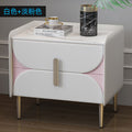 Nordic light luxury sintered stone nightstand, minimalist modern leather bedroom bedside table, solid wood upholstered, ultra-minimalist light luxury style