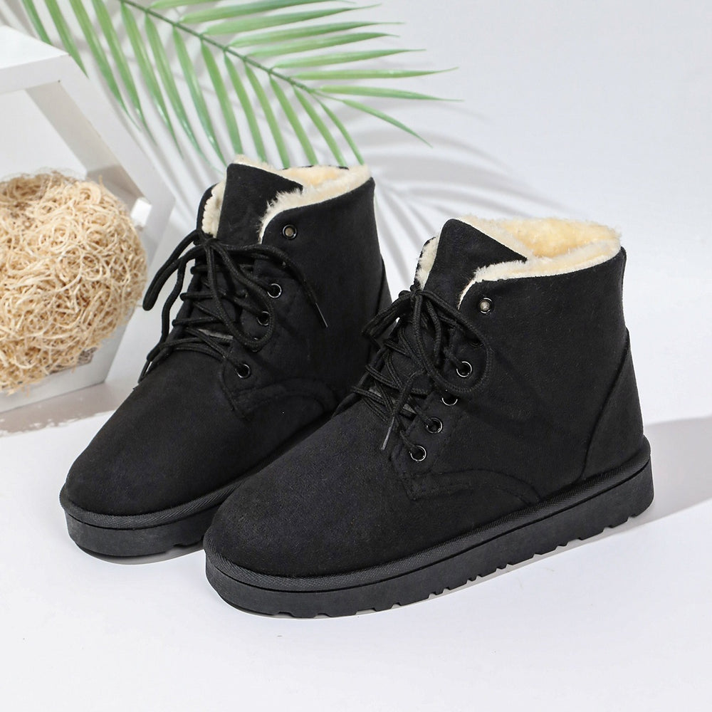 Fleece-lined short boots for women, thick-soled non-slip martin boots,  winter new style, warm snow boots, export plus size cotton shoes wholesale