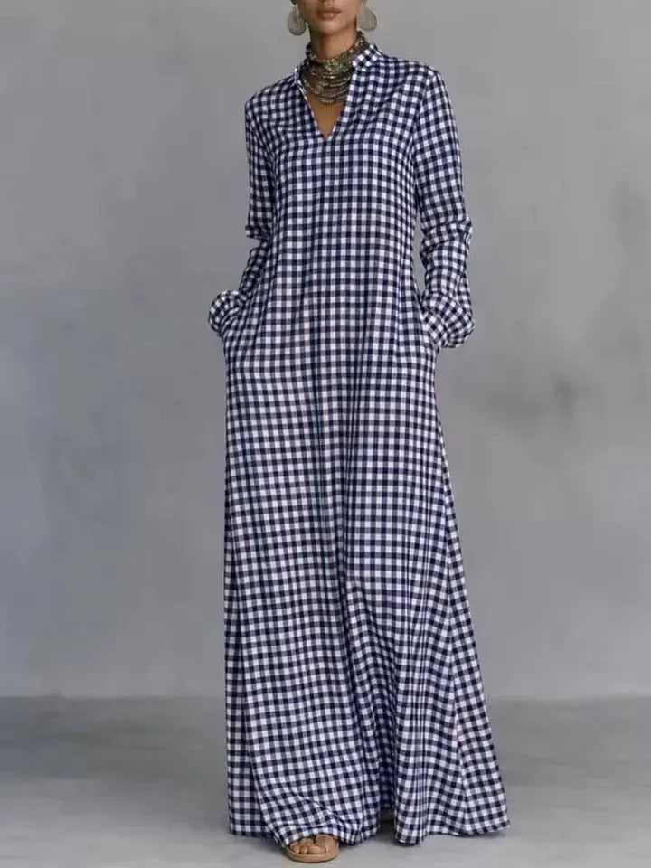 European and american cross-border  independent station y2 fashion women's plaid loose slimming look long knee-length shirt skirt casual