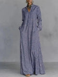 European and american cross-border  independent station y2 fashion women's plaid loose slimming look long knee-length shirt skirt casual