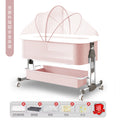 Aluminum alloy baby crib convertible to big bed, multifunctional portable folding children's bed, newborn baby bed with changing table