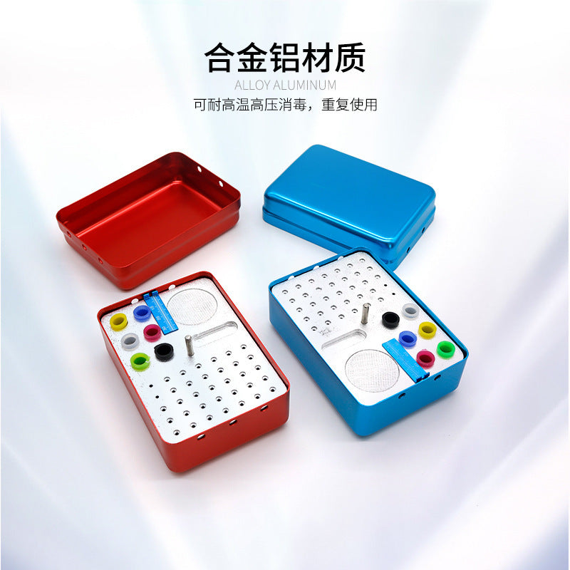Dental enlarged needle and tooth glue tip disinfection box 35-hole high-speed car needle box three-purpose tape ruler multi-functional car needle disinfection box