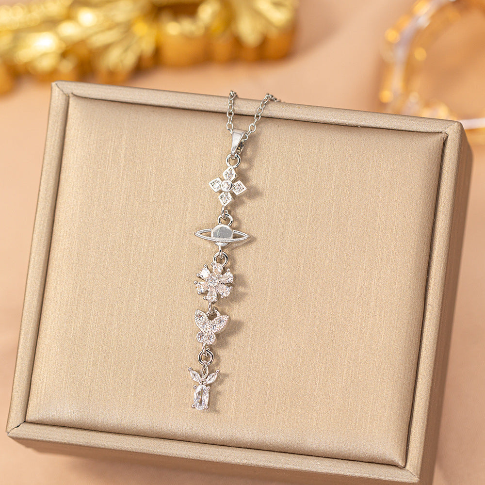 [titanium steel] fashion fashion hot selling tassel necklace women's light luxury high-end versatile clavicle chain jewelry