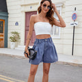 Fashion cross-border foreign trade summer new  independent station washed elastic waist loose denim shorts three-quarter pants