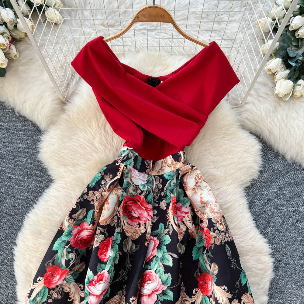 Korean style sleeveless printed work dress - women's summer high-waisted a-line maxi dress with a chic, flowy hem