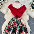 Korean style sleeveless printed work dress - women's summer high-waisted a-line maxi dress with a chic, flowy hem