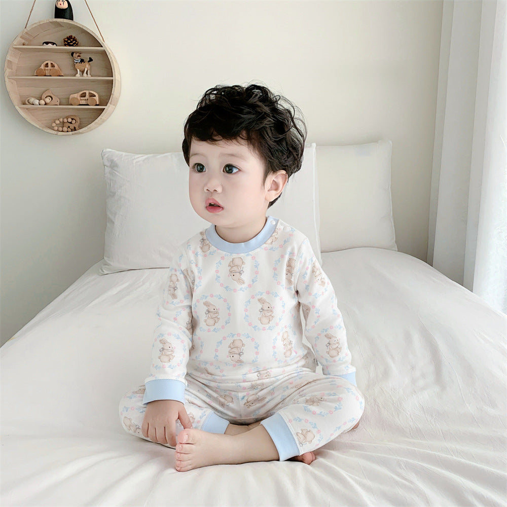 Baby pajamasintimates cotton spring & fallhigh waist belly protection newborn separatessuit baby autumn clothes and long trousers bottom clothes