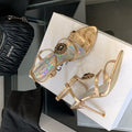 42plus size women's shoes 2025summernew arrivalretro gemstone rhinestone beautiful fashionclassy sense one-strap sandals