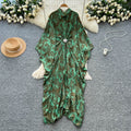 Vacation style printingpatchworkclassy new arrivaldress women's waist slimming look large swing long skirt work clothingelegant skirt