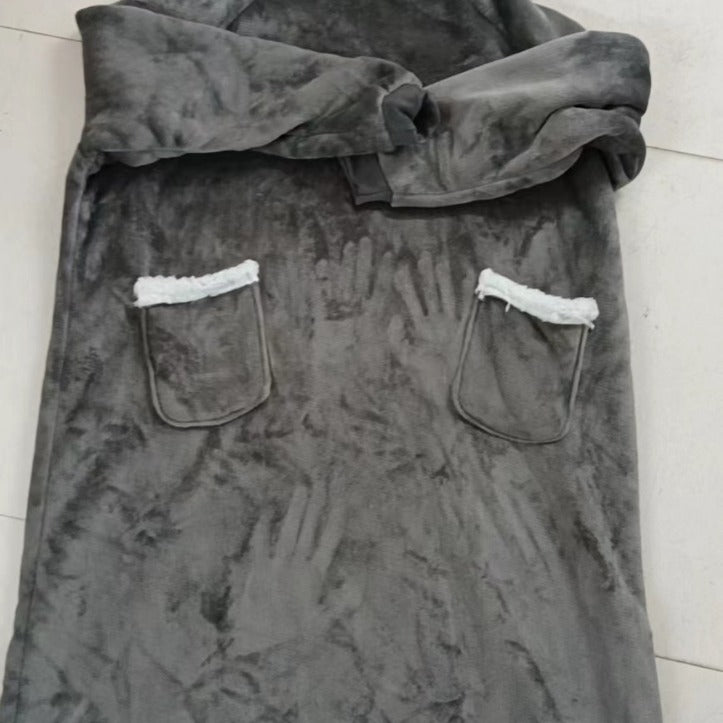 long lazy blanket heattech cold-proof clothing hooded tv blanket flannel cashmere