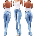 fashion  spring new  fashion stretch slit flare high waistjeans women's pants
