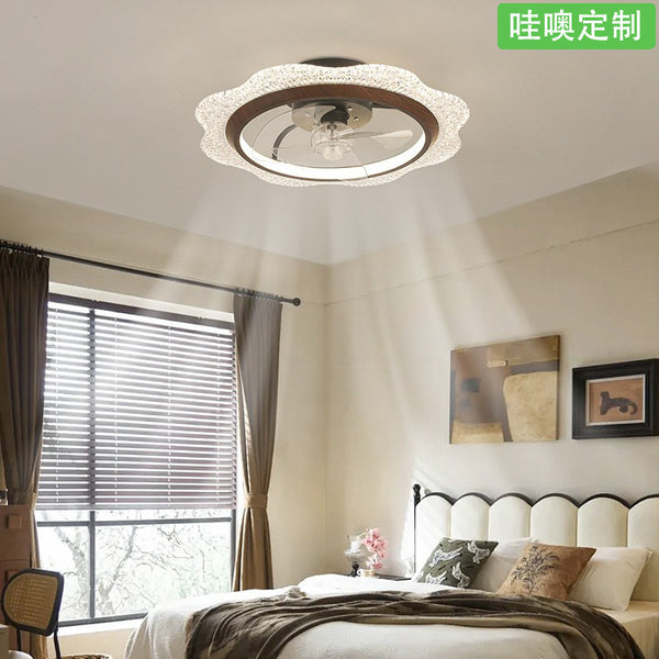 [Wow] Fan light medium ancient style retro high-end sense walnut pattern fabric Nanyang style new eye protection lamp