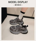 Vintage chunky platform sneakers for women - 2026 spring new arrival - height increasing, slimming, mesh breathable casual athletic shoes