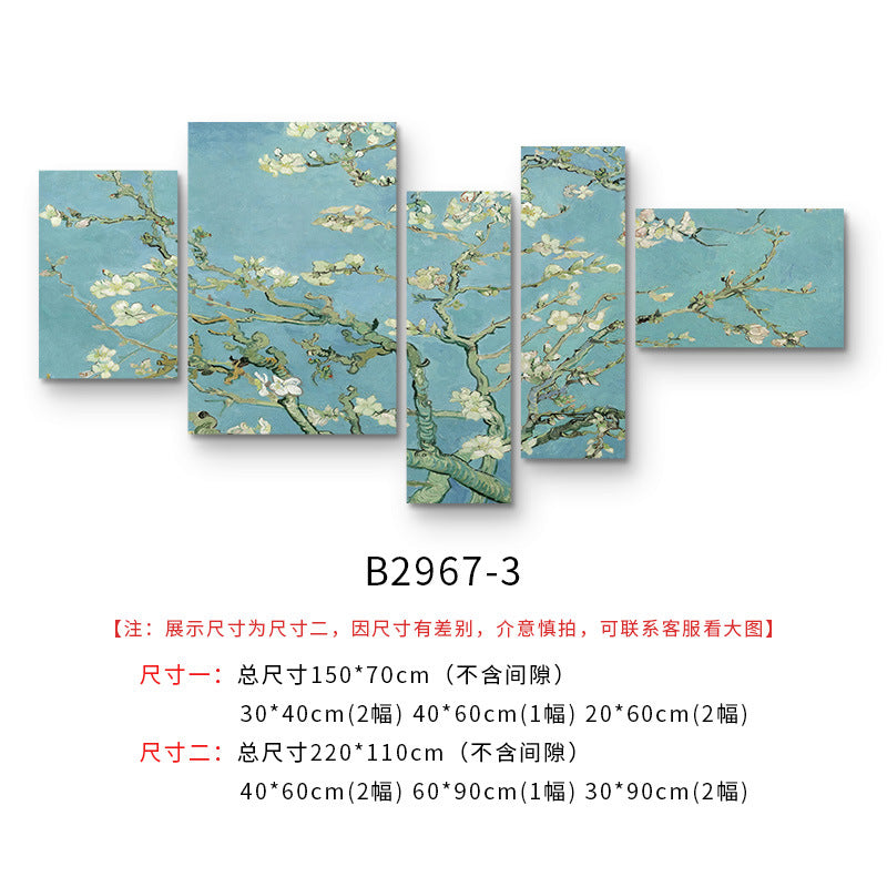 Starry sky painting Van Gogh world famous painting living room sofa background wall mural bedroom bedside pentagram wall decoration painting