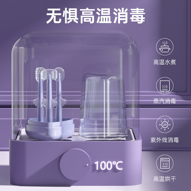 Children's toothbrush baby teeth silicone toothbrush newborn year old tongue brush oral cleaning three-piece set including mouthwash cup