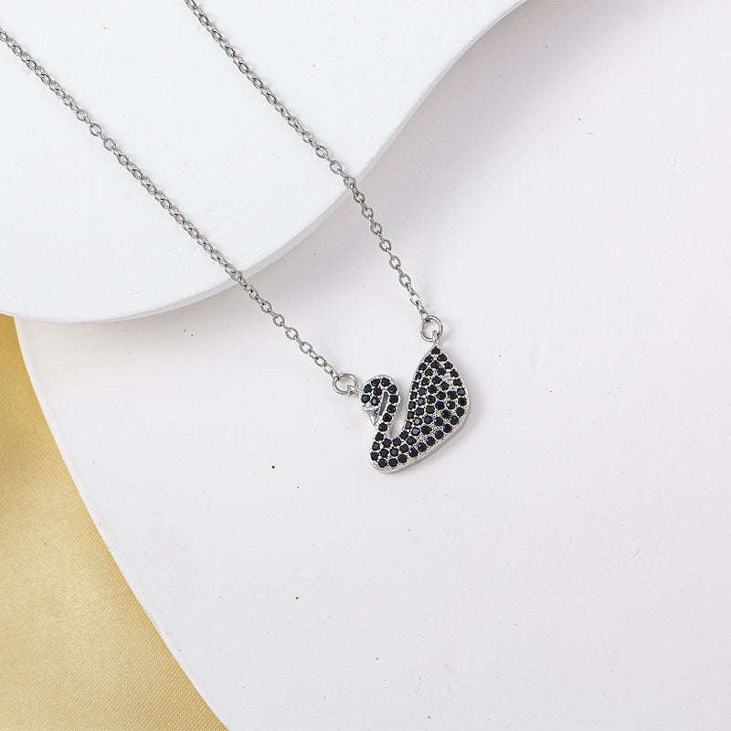 [copper inlaid with zirconium] necklace for women cross-border gemstone swan pendant niche high-end electroplated clavicle chain jewelry wholesale