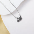 X-8081 silver black swan necklace