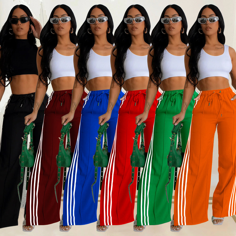 C6960 cross-border   independent station fashion women's single pants solid color sweatpants multi-color