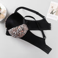 Plus size leopard print push-up bra for curvy women - enhances cleavage, minimizes appearance, prevents sagging, and provides side support
