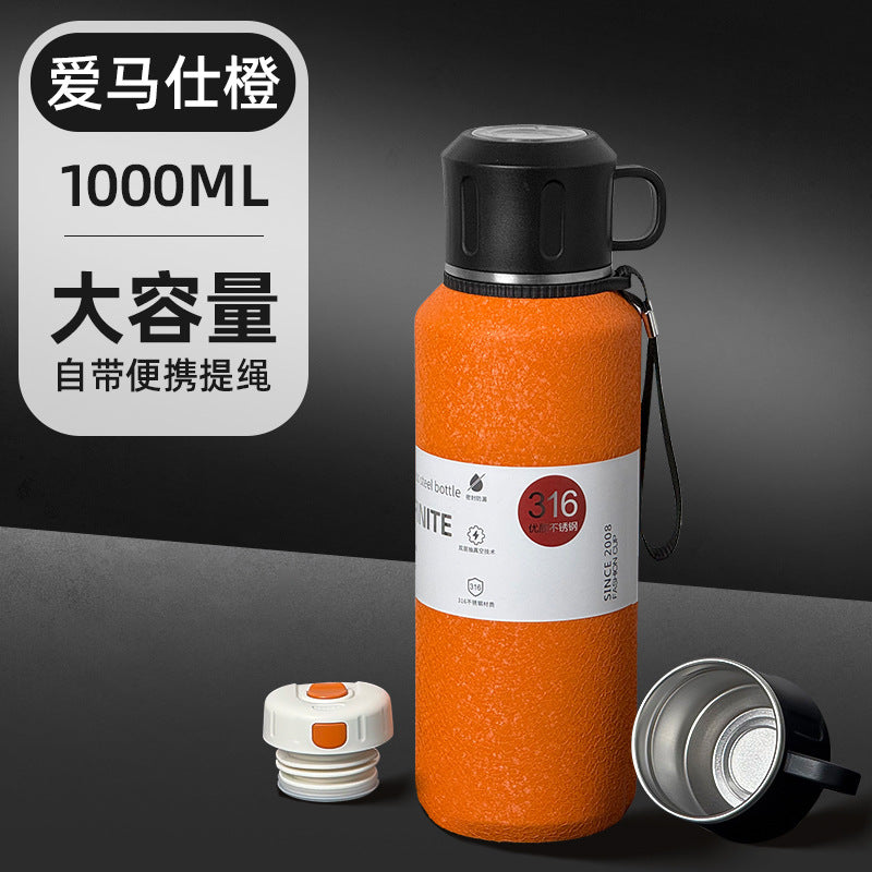 316l stainless steel vacuum insulated thermos - all steel construction, large capacity, portable for men's outdoor travel, hiking, and mountaineering
