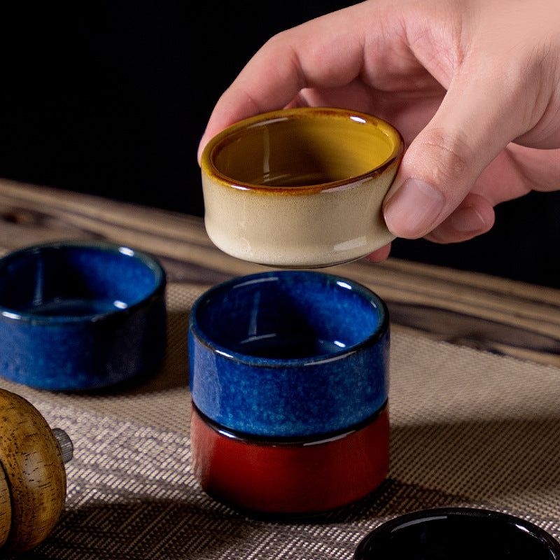 Seasoning dish japanese style dipping dish ketchup vinegar dish for home good-looking kiln turned small round dish snack dish stripes small dish
