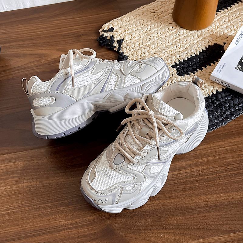 Dad shoes women's 2026 spring summer new arrivalfashioneasiest for match mesh breathable thick sole heightened casual sports shoes trendy