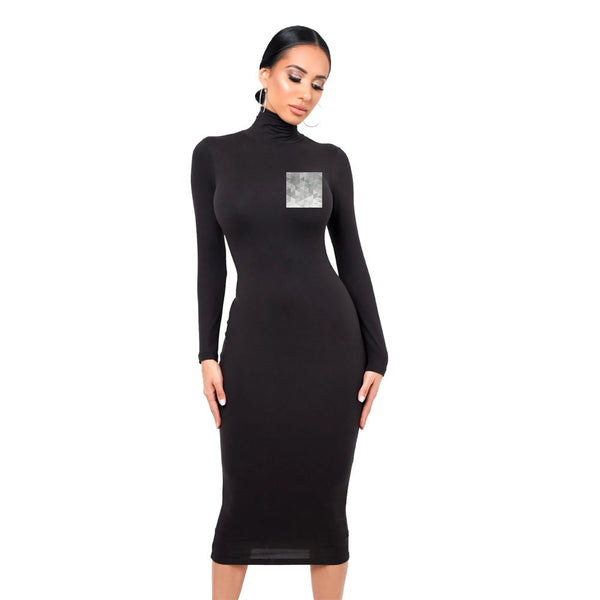 M3029G  autumn and winter new dress, sexy turtleneck dress, scratching hair thickened slim bag
