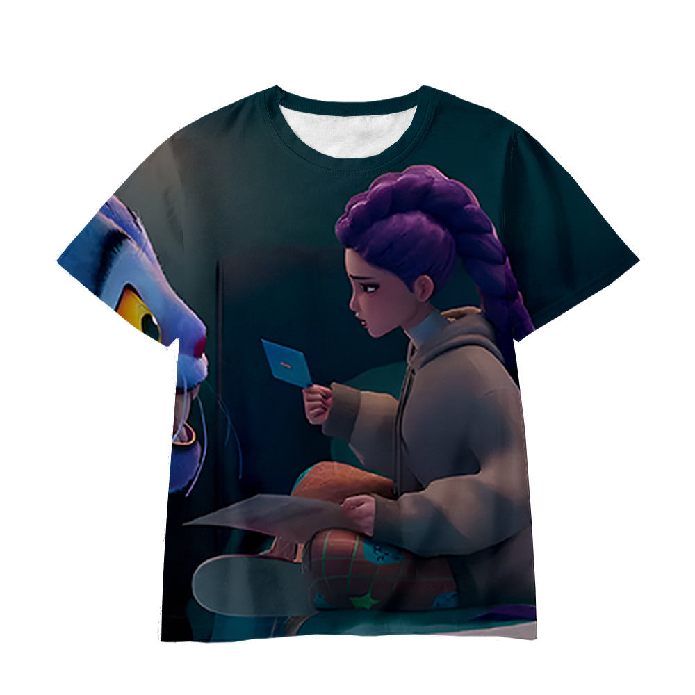 Witcher boy group 3d digital printing cross-border overseas casual loosefashion t-shirt k-pop girls t-shirt