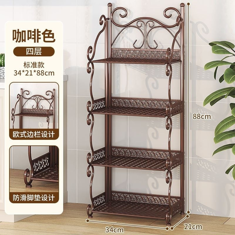 Installation-free bookshelf floor-standing multi-layer kids book storage rack simple bookshelf for home living room bedroom storage rack iron