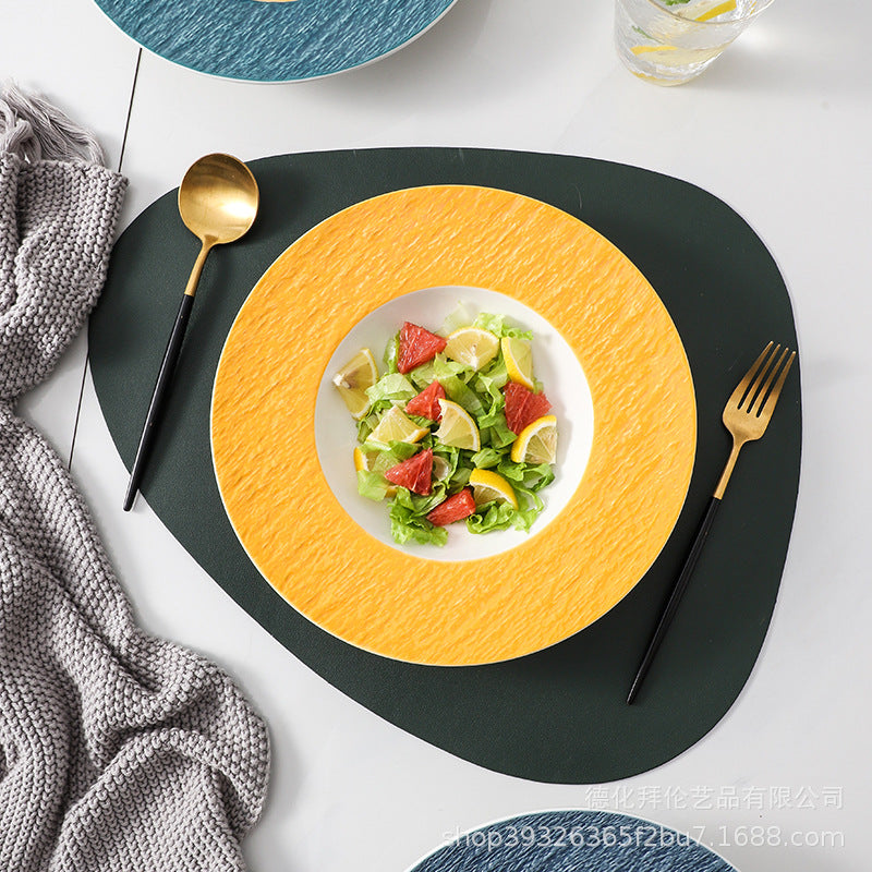Ceramic pasta plate - home use straw hat plate, creative soup plate, western-style popular restaurant & hotel pasta plate tableware