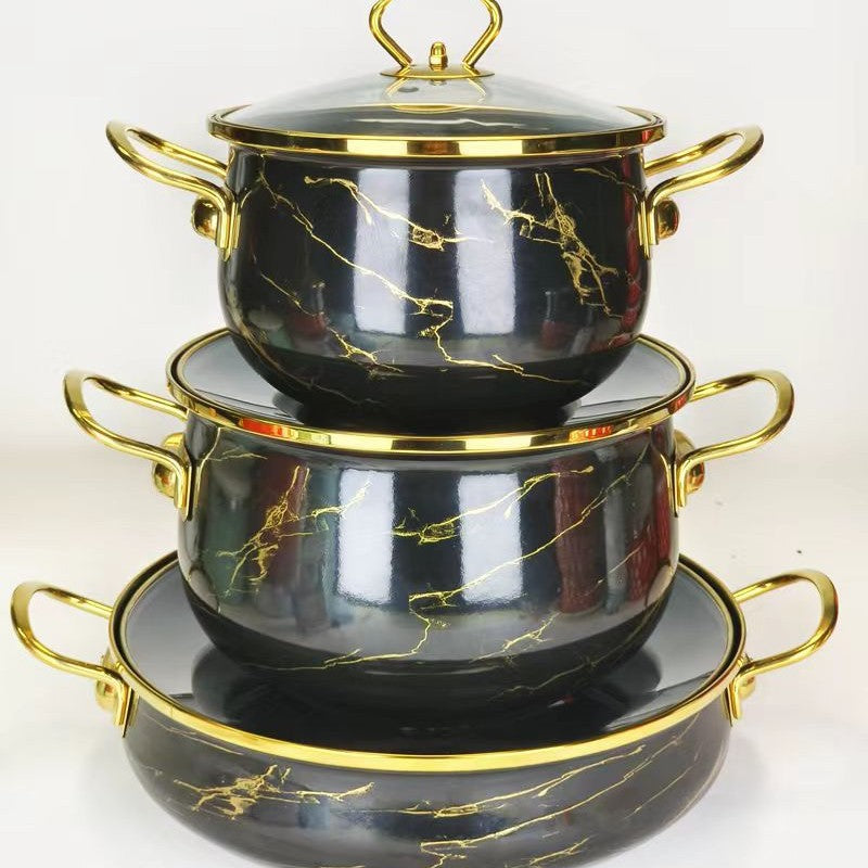 Factory direct sales cross-border hot selling thousands of charming flowers, birds and flowers enamel soup pot 20cm24cm30cm