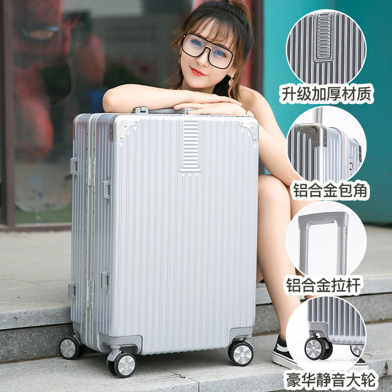 Luggage Internet celebrity trolley case female aluminum frame suitcase universal wheel male ins password case 20 inches 24 leather case 28